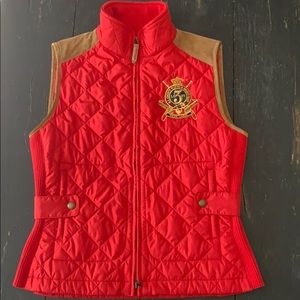 Red Polo Ralph Lauren Sport Vest with Tan Suede